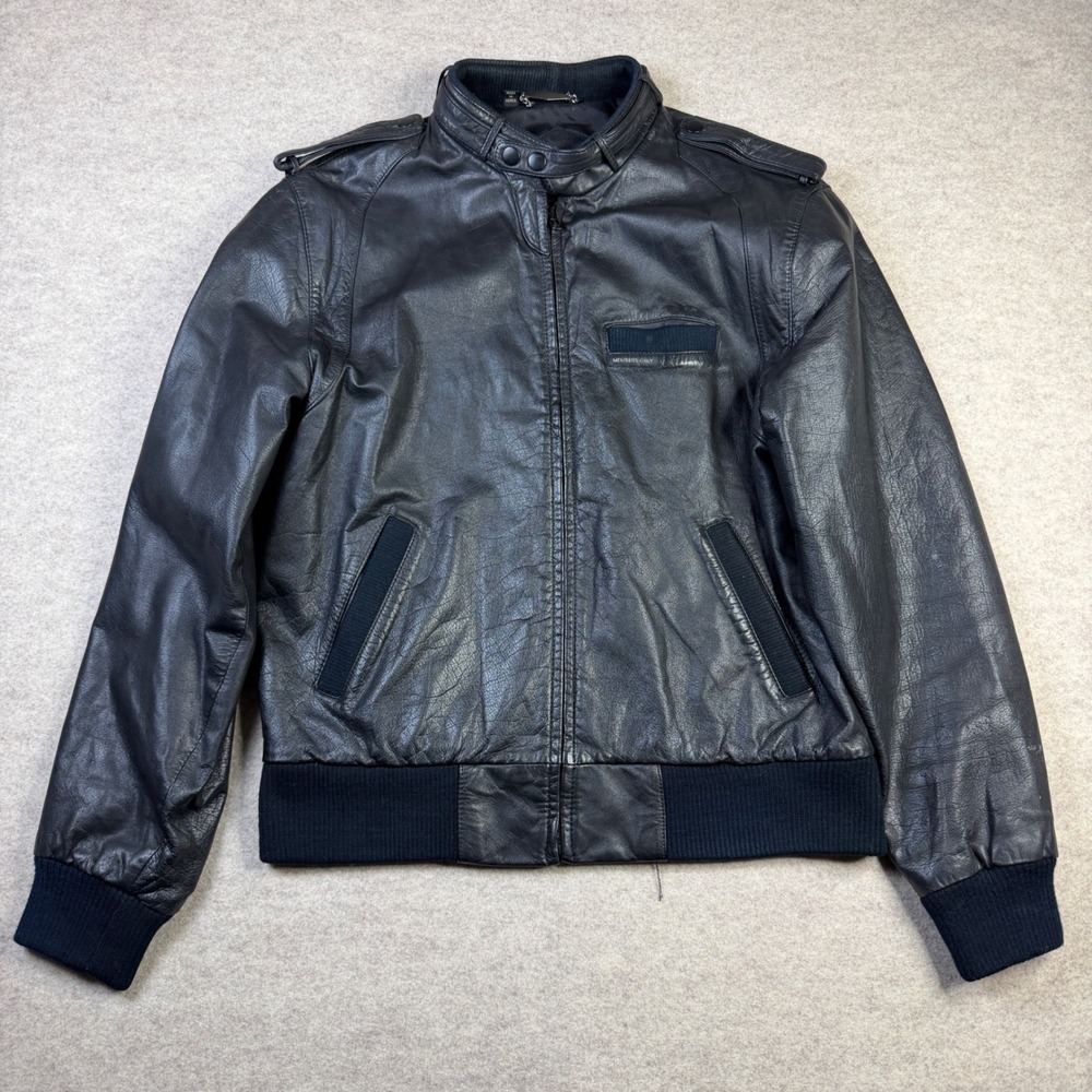 Vintage Members Only Black Leather Cafe Racer Jacket Size 42 Europe Craft 80s